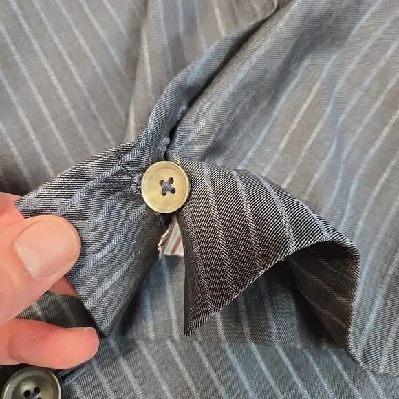 ISAIA Napoli Wool Silk Blend Blazer Mens Size 48R Blue Striped Working Cuffs